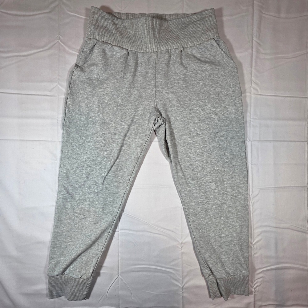 Nike Dri-FIT Gray Jogger Pants High Waist Ribbed Sweatpants Large